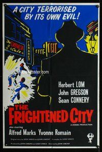 g229 FRIGHTENED CITY English one-sheet movie poster '62 Sean Connery, Lom