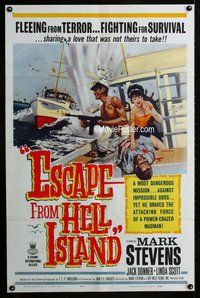 g186 ESCAPE FROM HELL ISLAND one-sheet movie poster '64 Mark Stevens