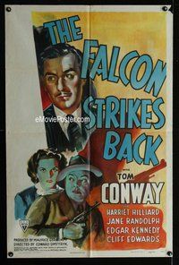 g203 FALCON STRIKES BACK one-sheet movie poster '43 Tom Conway, The Falcon