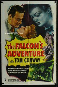 g204 FALCON'S ADVENTURE one-sheet movie poster '46 Tom Conway as The Falcon!