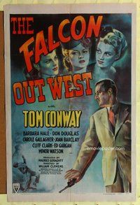 g202 FALCON OUT WEST one-sheet movie poster '44 Tom Conway as The Falcon!