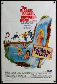 g220 FOUNTAIN OF LOVE one-sheet movie poster '68 barest, bawdiest sex!