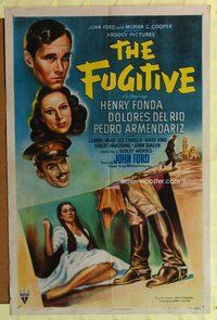 g232 FUGITIVE one-sheet movie poster '47 John Ford, Henry Fonda, del Rio