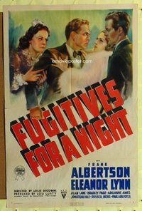 g233 FUGITIVES FOR A NIGHT one-sheet movie poster '38 Frank Albertson