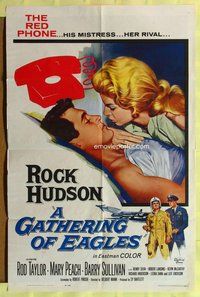 g241 GATHERING OF EAGLES one-sheet movie poster '63 Rock Hudson, Peach