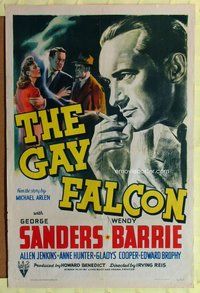g243 GAY FALCON one-sheet movie poster '41 George Sanders, Wendy Barrie