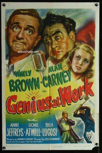 g245 GENIUS AT WORK style A one-sheet movie poster '46 Bela Lugosi w/axe!