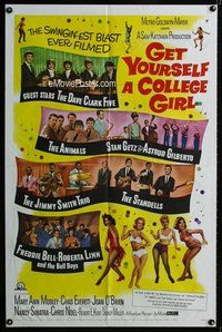 g248 GET YOURSELF A COLLEGE GIRL one-sheet movie poster '64 rock & roll!