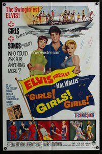 g259 GIRLS GIRLS GIRLS one-sheet movie poster '62 swingin' Elvis Presley!