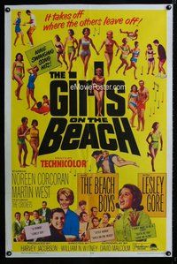 g260 GIRLS ON THE BEACH one-sheet movie poster '65 The Beach Boys!
