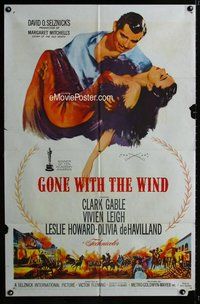 g271 GONE WITH THE WIND one-sheet movie poster R61 Clark Gable, Leigh