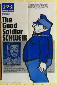 g272 GOOD SOLDIER SCHWEIK one-sheet movie poster '63 Heinz Ruhnamm, German!