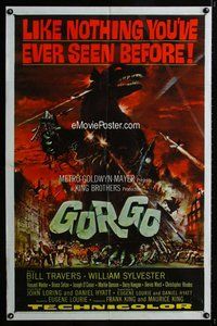 g276 GORGO one-sheet movie poster '61 great giant monster horror artwork!