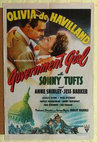 g277 GOVERNMENT GIRL one-sheet movie poster '43 Olivia de Havilland