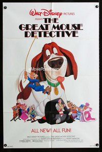 g281 GREAT MOUSE DETECTIVE one-sheet movie poster '86 Disney cartoon!