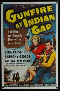 g287 GUNFIRE AT INDIAN GAP one-sheet movie poster '57 Vera Ralston