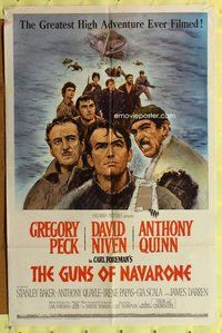 g289 GUNS OF NAVARONE one-sheet movie poster '61 Greg Peck, Niven, Quinn