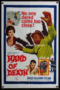 g293 HAND OF DEATH one-sheet movie poster '62 DOOM was in his grasp!