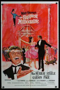 g296 HAPPIEST MILLIONAIRE style A one-sheet movie poster '68 Disney, Steele