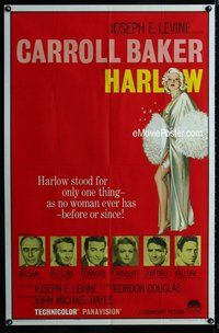 g297 HARLOW one-sheet movie poster '65 sexy artwork of Carroll Baker!