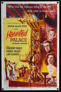 g299 HAUNTED PALACE one-sheet movie poster '63 Vincent Price, Lon Chaney
