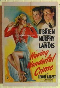 g303 HAVING WONDERFUL CRIME one-sheet movie poster '45 sexy Carole Landis!