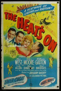 g304 HEAT'S ON one-sheet movie poster '43 Mae West musical comedy!