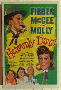 g305 HEAVENLY DAYS one-sheet movie poster '44 Fibber McGee & Molly!