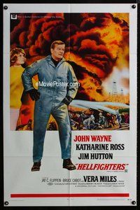 g308 HELLFIGHTERS one-sheet movie poster '69 John Wayne as Red Adair!