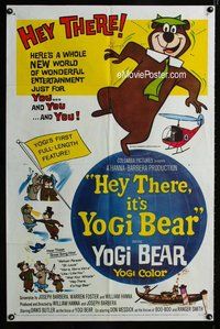 g311 HEY THERE IT'S YOGI BEAR one-sheet movie poster '64 Hanna-Barbera