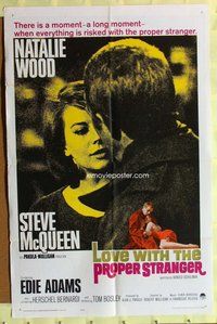 g403 LOVE WITH THE PROPER STRANGER one-sheet movie poster '64 Wood, McQueen