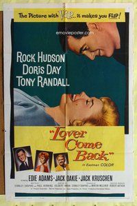 g404 LOVER COME BACK one-sheet movie poster '62 Rock Hudson, Doris Day
