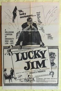 g405 LUCKY JIM one-sheet movie poster '57 Ian Carmichael, English comedy!