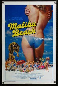 g415 MALIBU BEACH one-sheet movie poster '78 sexy girl in bikini image!