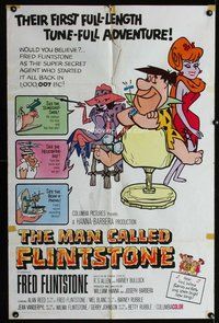 g416 MAN CALLED FLINTSTONE one-sheet movie poster '66 Hanna-Barbera!