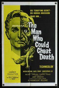 g419 MAN WHO COULD CHEAT DEATH one-sheet movie poster '59 Hammer, Lee