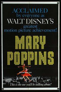 g428 MARY POPPINS style B teaser one-sheet movie poster '64 Walt Disney