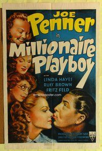 g444 MILLIONAIRE PLAYBOY one-sheet movie poster '40 Joe Penner, Linda Hayes