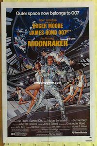 g453 MOONRAKER one-sheet movie poster '79 Roger Moore as James Bond!