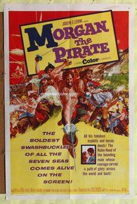 g454 MORGAN THE PIRATE one-sheet movie poster '61 raging Steve Reeves!