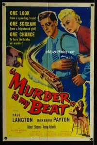 g456 MURDER IS MY BEAT one-sheet movie poster '55 Edgar Ulmer film noir!