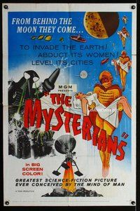 g459 MYSTERIANS MGM 1sh '59 Ishiro Honda, they're abducting Earth's women & leveling its cities!