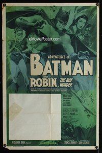 g464 NEW ADVENTURES OF BATMAN & ROBIN one-sheet movie poster R58 Robert Lowery