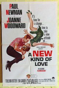 g465 NEW KIND OF LOVE one-sheet movie poster '63 Paul Newman, Woodward
