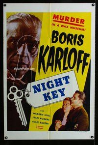 g466 NIGHT KEY one-sheet movie poster R54 spooky Boris Karloff image!
