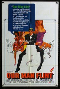 g479 OUR MAN FLINT one-sheet movie poster '66 James Coburn, Bob Peak art!