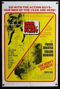 g480 OUR MAN FLINT/VON RYAN'S EXPRESS one-sheet movie poster '66 action!