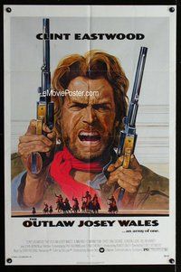 g481 OUTLAW JOSEY WALES one-sheet movie poster '76 great Eastwood image!