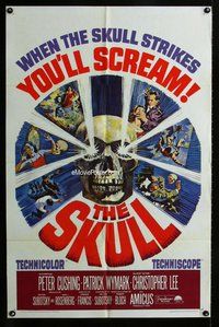 g563 SKULL one-sheet movie poster '65 Cushing, Lee, great horror artwork!