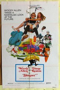 g564 SLEEPER one-sheet movie poster '74 Woody Allen, Diane Keaton, wacky!